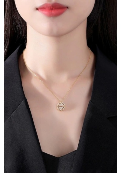 Stainless Steel Çelik Kolye Gold