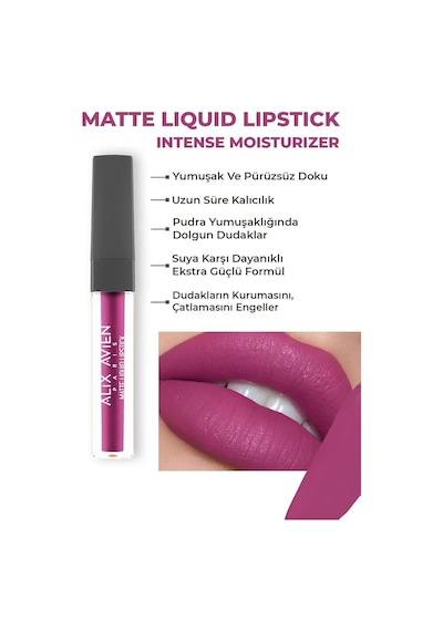 Uzun Süre Kalıcı Kadifemsi Kuruma Yapmayan Mat Likit Ruj - Matte Liquid Lipstick 516 True Fuchsia Çok Renkli