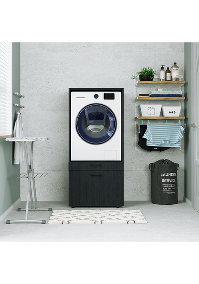 2 Çekmeceli Çamaşır Ve Kurutma Makinesi Dolabı, Banyo Dolabı Siyah