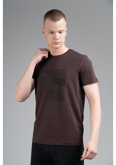 Maraton Regular Erkek Bisiklet Yaka Koyukahve- T-shirt Koyukahve-