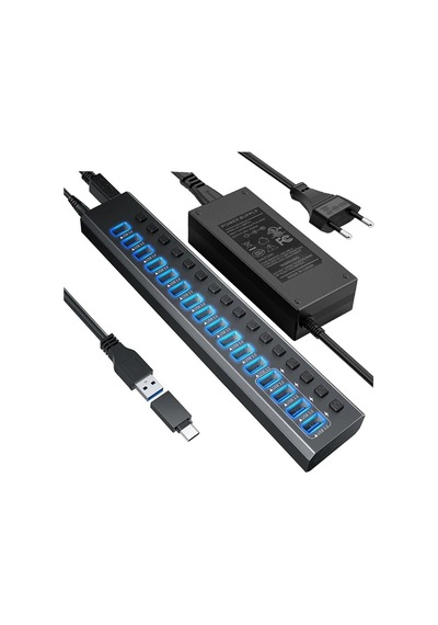 Profesyonel Usb Hub 16 Portlu Usb 3.0 5gbps Bireysel Açma Kapama Anahtarları 12v Dc 7.5a Güç Adaptörü Usb Hub 3.0 Telefon Şarj Dizüstü Bilgisayar Mobil Hdd Flash Sürücü Power Switches Port16