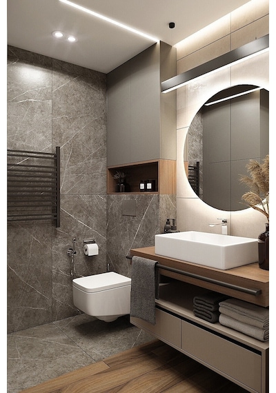 Nuun Dekor 80cm Beyaz Ledli Banyo Lavabo Ofis Kuaför Makyaj Aynası - Trafolu Beyaz
