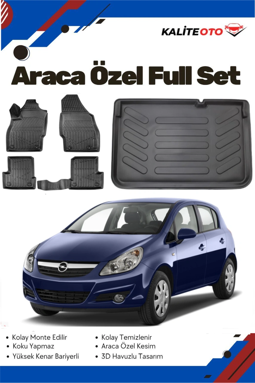 Opel Corsa D 2014 Model Yumuşak Paspas+bagaj Havuzu Seti