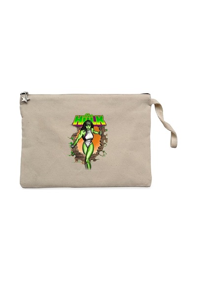 She Hulk Duvar Krem Clutch Astarlı Cüzdan / El Çantası Krem