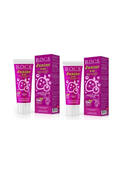 Rocs Junior 6 - 12 Yaş Orman Meyveleri Aromalı Çocuk Diş Macunu 60 ML x 2
