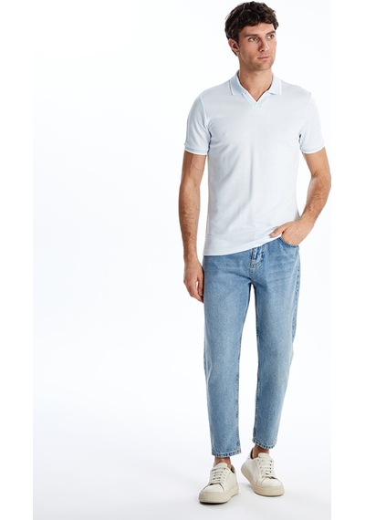 Lcwaıkıkı Classic Mavi Polo Yaka Merserize Görünümlü Erkek Tişört