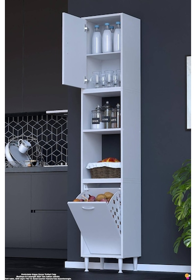 Asel 45 Cm Sepetli Çok Amaçlı Mutfak Kiler Dolabı Banyo Kirli Çamaşır Oyuncak Dolabı Beyaz 45x213x32 Asel 45 Cm Sepetli Çok Amaçlı Mutfak Kiler Dolabı Banyo Kirli Çamaşır Oyuncak Dolabı Beyaz 45x213x32
