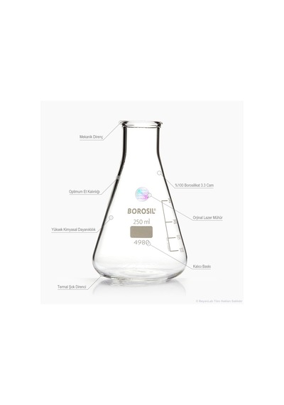 Cam Erlen Dereceli 2000 Ml Erlenmeyer Borosil
