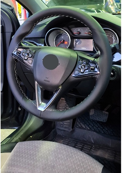 Direksiyon Kılıfı Dikmeli Soft Siyah Gri İpli Opel Corsa E Uyumlu 38 10.5cm