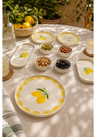 Vita Lemony 10 Parça 4 Kişilik Akdeniz Esintili Seramik Servis Ve Kahvaltı Takımı Beyaz