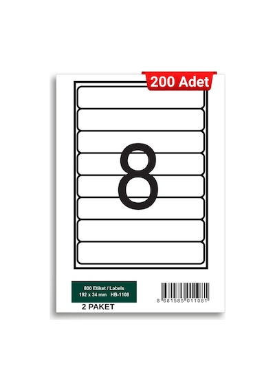 Herboy Hb-1108 192 X 34 Mm A4 Laser Etiket 200 Adet