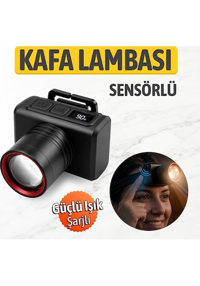 Kafa Lambası Sensörlü Güçlü Led Işıklı Type C Şarjlı Profesyonel Suya Dayanıklı Kamp Av Feneri Diğer