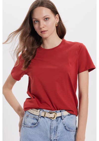 Tudors Kadın Slim Fit Dar Kesim %100 Pamuk Yumuşak Dokulu Kiremit Bisiklet Yaka Tişört-37848 Kiremit Tudors Kadın Slim Fit Dar Kesim %100 Pamuk Yumuşak Dokulu Kiremit Bisiklet Yaka Tişört-37848 Kiremit