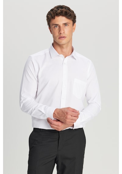 AC&Co / Altınyıldız Classics Erkek Beyaz Pamuklu Tailored Slim Fit Dar Kesim Klasik Yaka Armürlü Cepli Gömlek Beyaz AC&Co / Altınyıldız Classics Erkek Beyaz Pamuklu Tailored Slim Fit Dar Kesim Klasik Yaka Armürlü Cepli Gömlek Beyaz