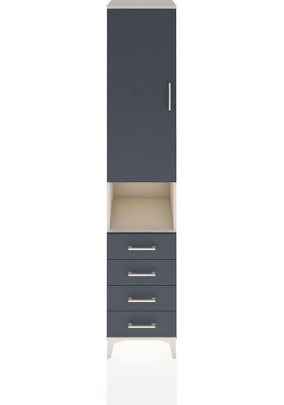 Hyperion Dolap 3 Raflı 4 Çekmeceli Tek Askılı 44x44x221 Aytaşı-antrasit Aytası