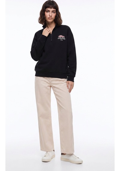 Jeep Siyah Kadın Loose Fit Baskılı Sweatshirt J6wl-swt7040
