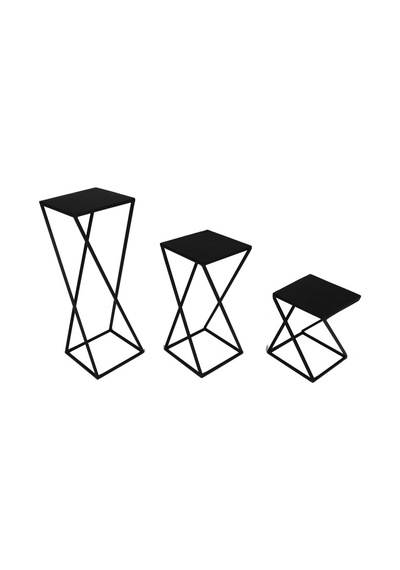 Metal Çapraz Ayaklı Zigon Sehpa Çiçeklik 3 ‘Lü Set Wd-21