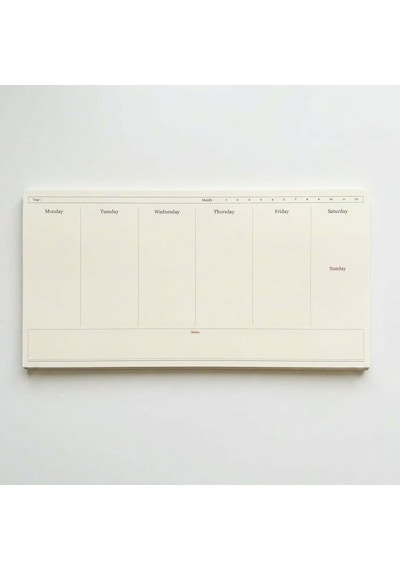 Paperto. Tarihsiz Haftalık Planlayıcı, 29,7 15 Cm, 52 Sayfa, 110 Gr Ivory Kağıt, Yeşil Kapak, Haftalık Plan Defteri, Kopar At Planlayıcı İngilizce