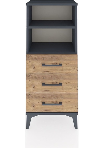Arges Komodin 2 Raflı 3 Çekmeceli 44x30x106 Antrasit-çam Antrasit