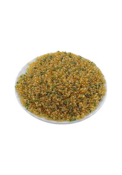 08 Kum Boncuk 2 Çeşit Bal Rengi Ve Yeşil 3 Mm 100 Gr 6000 Adet