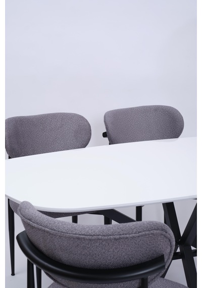 Çapraz Polo Demir High Gloss Yemek Masa Sandalye Takımı 90x160 beyaz