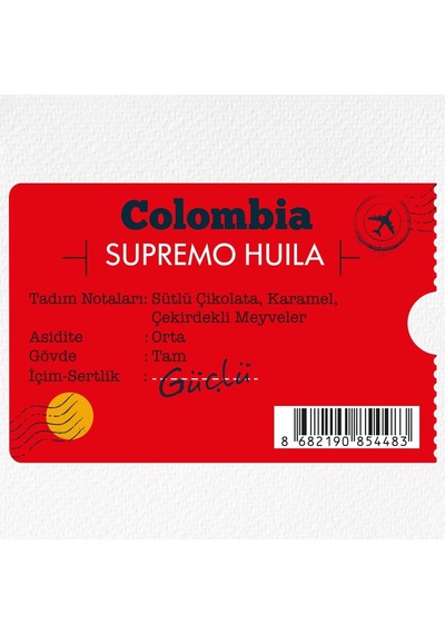 Colombia Supremo Huila Yöresel Kahve Çekirdek 1000 G Aeropress