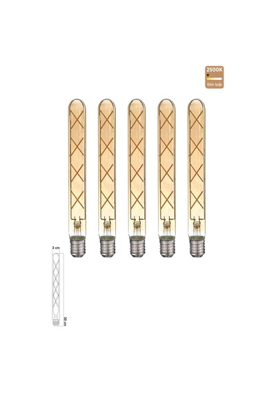 Rustik Led Çubuk Ampul E27 8w 2500k Gün Işığı 5'li Erd-38