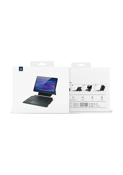 Dux Ducıs Samsung Uyumlu Galaxy Tab S8+ / S7+ / S7 Fe İçin Ayrılabilir Bluetooth Klavye Touchpad Pu Deri Kılıf- 5775 Arka Kapak