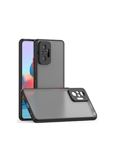 Fibaks Redmi Note 10 Pro Uyumlu Kılıf Mat Parmak Izi Yapmaz Kamera Korumalı Renkli Tuşlu Sert Silikon Kapak