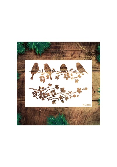 Kk Swords Stencil Tasarım Ku016 Kuşlar - Dekoratif Duvar, Eşya, Fayans,kumaş Boyama Şablonları 21x30cm Ku01600000002