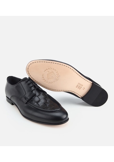 Hotiç Erkek Deri Siyah Örme Detaylı Klasik Ayakkabı 02ayh319850a100 02ayh319850a100