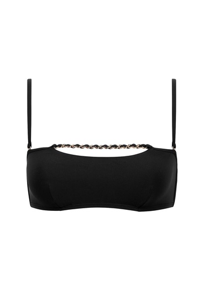 Aubade Sparkling Treasure Bandeau Sütyen, Altın Zincir Detaylı, Geri Dönüşümlü, Askılı Mayo Üstü Siyah Aubade Sparkling Treasure Bandeau Sütyen, Altın Zincir Detaylı, Geri Dönüşümlü, Askılı Mayo Üstü Siyah