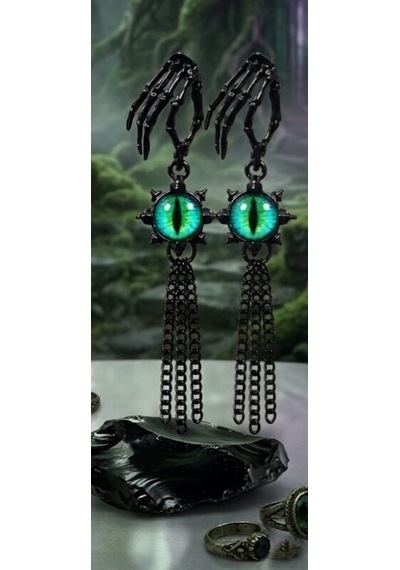 Dükkan Design Demon Eye Küpe Siyah - Yeşil