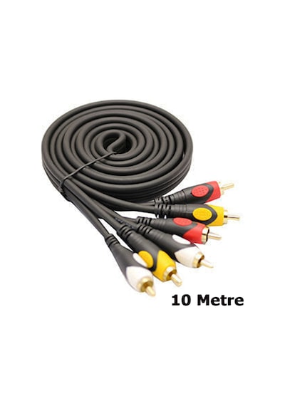 10M 3 Rca To 3Rca Ses Video Sinyal Kablosu - Özel Bakır Seri
