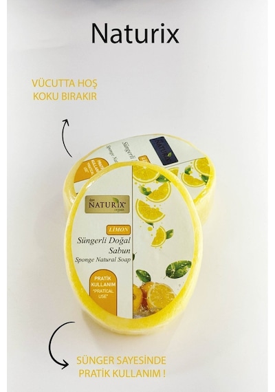 Naturix Limon Peeling Etkili Cilt Arındırıcı Limon Süngerli Sabun 150 G