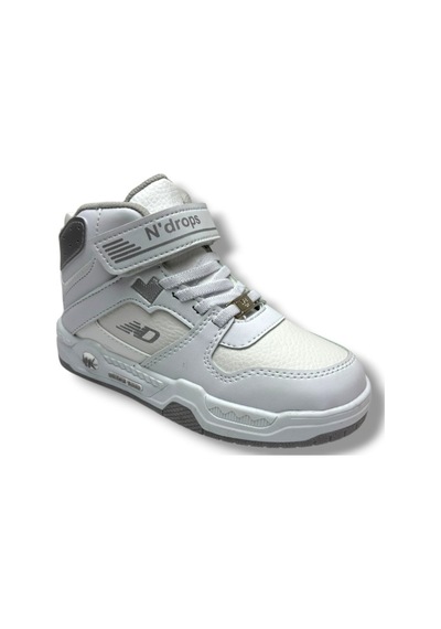 Ndrops 021-26 Deri Cırt Bantlı Çocuk Spor Bot 31-35 Beyaz