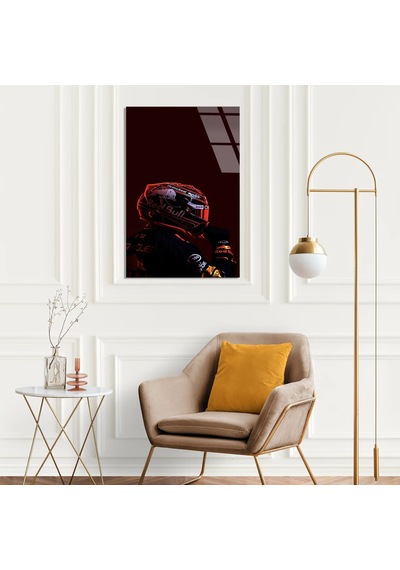 Red Bull Pilot Kaskı F1 Cam Tablo Formula 1 Duvar Dekoru 80x125