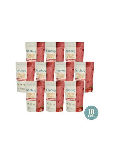 10'lu Paket Freeze Dried Bütün Çilek - Dondurularak Kurutulmuş Bütün Çilek 20g X 10 1 Adet