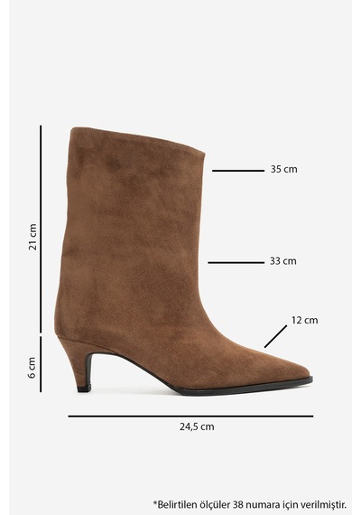 Luvishoes Luvi Shoes Aleo Toprak Süet Hakiki Deri Sivri Burunlu Kadın Kısa Topuklu Bot Toprak