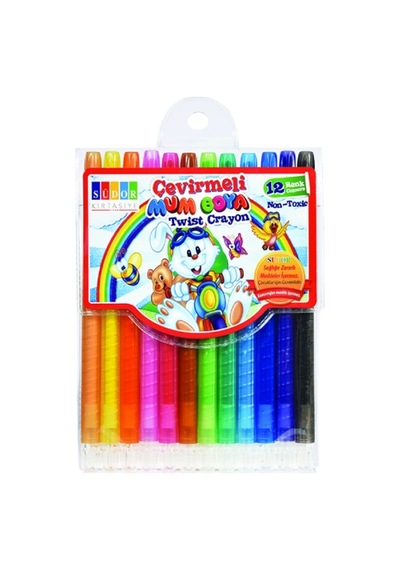 Yb08 Çevirmeli Mum Boya Set 12 Li Tek Renk