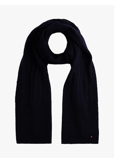 Tommy Hilfiger Th Flag Fluffy Scarf Kadın Mavi Atkı - Aw0aw17787