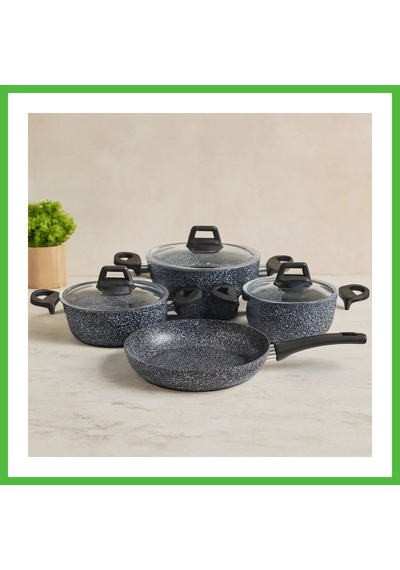 Vaveni 7 Parça Granit Tencere Ve Tava Seti 20-24cm Derin, 27cm Cam Kapak, 26cm Tava Arz