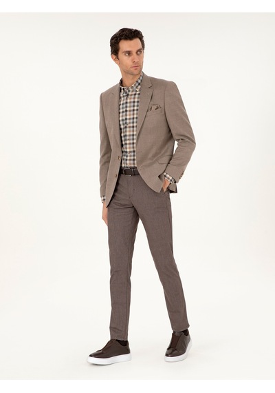 Cacharel Camel Slim Fit Yün Karışımlı Ceket Kahverengi