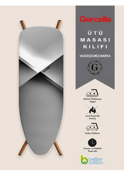 Gercella Prestige Ütü Masası Kılıfı Örtüsü Bezi Grey