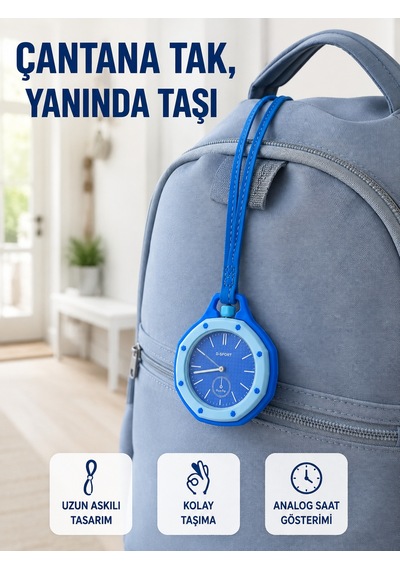 Çanta Ve Anahtarlık İçin Askılı Analog Taşınabilir Charm Saat Mavi - Lisinya