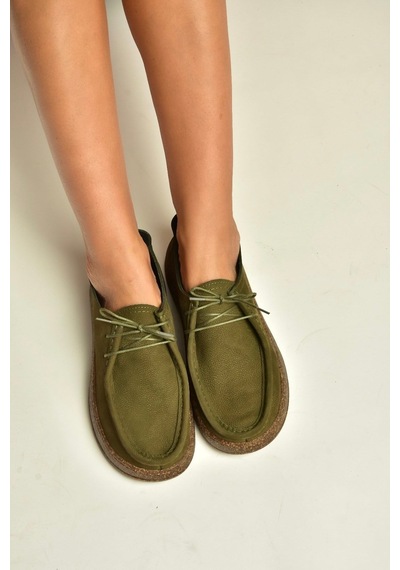 Fox Shoes V944092701 Haki Hakiki Deri Nubuk Günlük Ayakkabı
