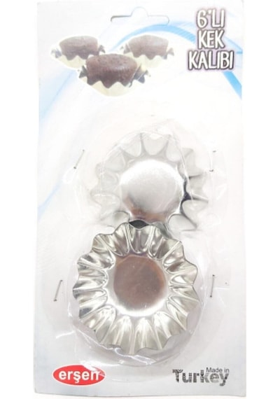 Metal Mini Kek Muffin Kalıbı 6 Lı Teflon Turkuaz Diğer