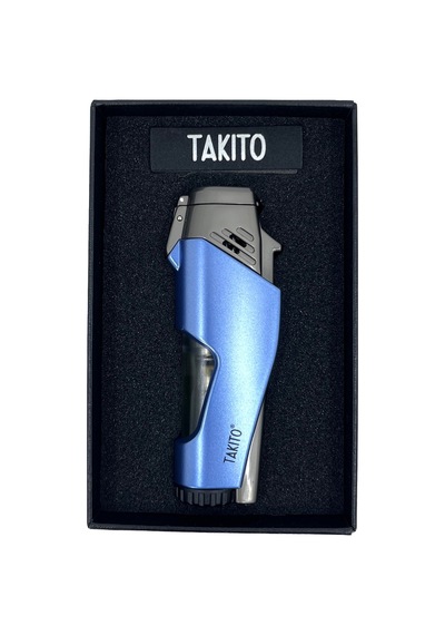 Takıto Çift Torch Pürmüzlü Puro Çakmağı Hediye Kutulu - Mavi