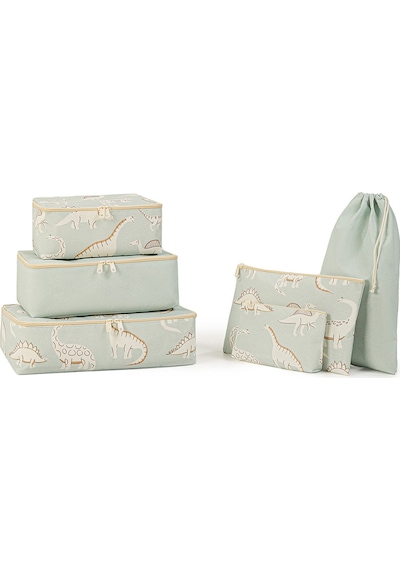 Ocean Home Textile 6'lı Çocuk Odası Dinozor Bavul İçi Düzenleyici Set