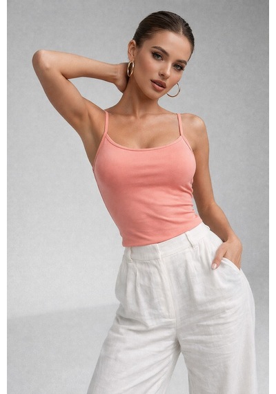 Rich Kadın Pembe Askılı Crop Atlet Pembe